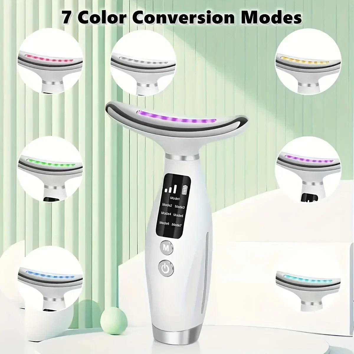 7-Mode Led Neck & Face Beauty Device – Skin Tightening, Lifting & Vibration